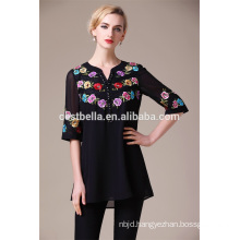 Black and White short sleeve women Embroidered casual dress